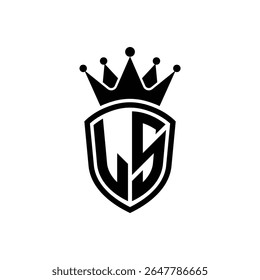 Royal Monogram Shield Logo with Crown – Luxury Modern Emblem Design for Branding and Identity LS