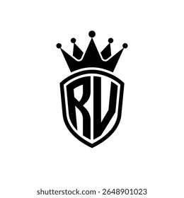 Logotipo Royal Monogram Shield com Crown - Luxo Moderno Emblema Design para Branding e Identidade RV