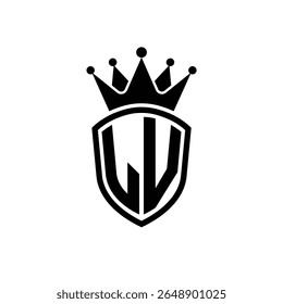 Logotipo del escudo del monograma real con la corona – diseño moderno de lujo del emblema para la marca y la identidad LV