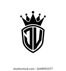 Logotipo Royal Monogram Shield com Crown - Luxury Modern Emblem Design for Branding and Identity JV