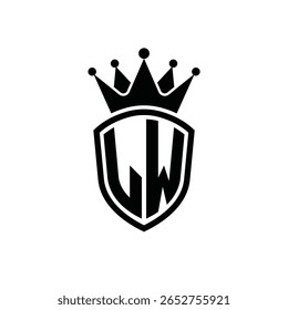Royal Monogram Shield Logo with Crown – Luxury Modern Emblem Design for Branding and Identity LW
