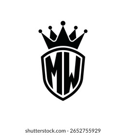 Royal Monogram Shield Logo with Crown – Luxury Modern Emblem Design for Branding and Identity MW