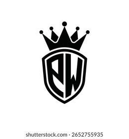 Royal Monogram Shield Logo with Crown – Luxury Modern Emblem Design for Branding and Identity PW