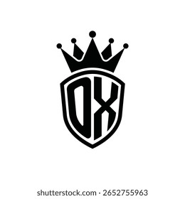 Logotipo Royal Monogram Shield com Crown - Luxo Moderno Emblema Design para Branding e Identidade OX