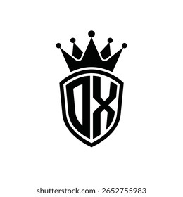 Royal Monogram Shield Logo mit Krone - Modernes Luxusemblem Design für Branding und Identität DX