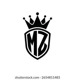 Royal Monogram Shield Logo with Crown – Luxury Modern Emblem Design for Branding and Identity MZ