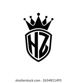 Logotipo Royal Monogram Shield com Crown - Luxo Moderno Emblema Design para Branding e Identidade HZ