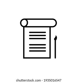 Royal notebook line art icon, pictogram traditional ink brush symbol