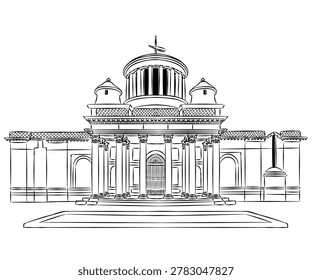 Royal Observatory of Madrid Spain España bw Illustration