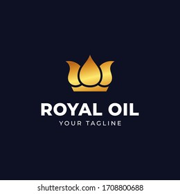 Royal oil logo design with crown shape