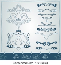 royal old book element and banner with lion