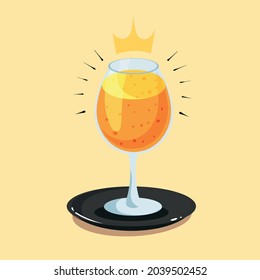 Royal orange juice cartoon vector icon illustration. Food object juice isolated.