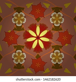 Royal orange, yellow and brown seamless pattern. Vector illustration. Luxury ornament for wallpaper, invitation, wrapping or textile.