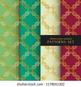 Royal ornate vector seamless patterns collection. Oriental golden backgrounds set. Elegant textures for wallpapers, home textiles and decor