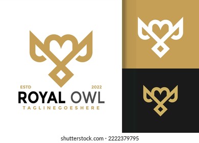 Diseño del logotipo de la cabeza de la lechuza real, vectores de logotipos de identidad de marca, logotipo moderno, plantilla de ilustración del vector de logotipos