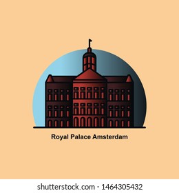 Royal Palace Amsterdam landmark icon color