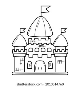 Royal palace doodle vector illustration, with hand drawn sketching style
