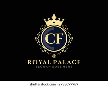 Royal palace logo, elegant crown, ornate border, luxury business branding, premium emblem, classic insignia, boutique identity, graphic design