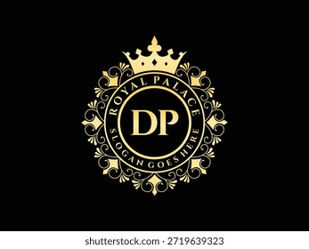 Royal palace logo template with initial dp great for luxury brand company boutique hotel heraldic style and creative sign.