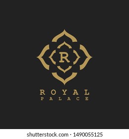 logo lujoso palacio real en ilustración vectorial