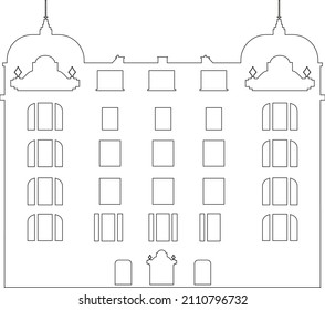Royal Palace Sticker on white background. Black and white palace icon symbol. Vector palace sticker