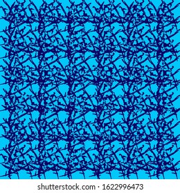Royal pattern of blue squiggles and light blue ropes on a monochrome background.