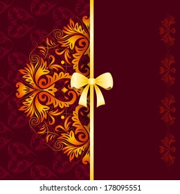 Royal pattern on a dark red background with bow for design