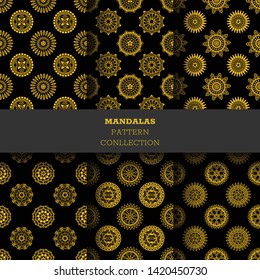 Royal pattern seamless vector. Gold black mandala luxury background. Oriental for holiday party, New Year wrapping paper, Christmas wallpaper, beauty spa salon, wedding invitation.