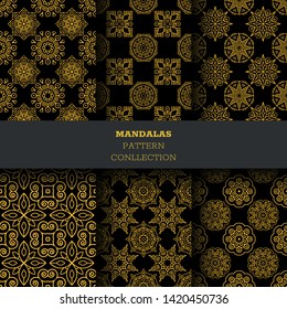 Royal pattern seamless vector. Gold black mandala luxury background. Oriental for holiday party, New Year wrapping paper, Christmas wallpaper, beauty spa salon, wedding invitation.
