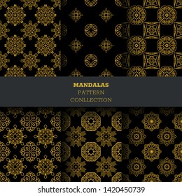 Royal pattern seamless vector. Gold black mandala luxury background. Oriental for holiday party, New Year wrapping paper, Christmas wallpaper, beauty spa salon, wedding invitation.
