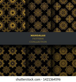 Royal pattern seamless vector. Gold black mandala luxury background. Oriental for holiday party, New Year wrapping paper, Christmas wallpaper, beauty spa salon, wedding invitation.