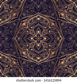 Royal pattern seamless vector. Golden mandala luxury background. Damask for holiday party, New Year wrapping paper, Christmas wallpaper, beauty spa salon, wedding invitation.