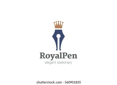 Royal Pen crown Logo design vector template.
Law, Legal, Lawyer, Copywriter, Writer, Stationary Logotype concept icon.