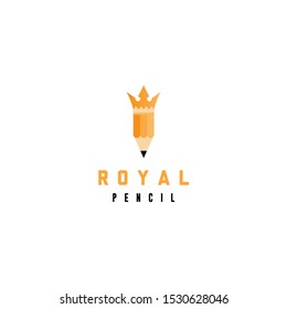 Royal pencil crwon king logo design  icon vector