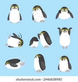 Royal Penguin Cute Set Chibi Cartoon Character Vector