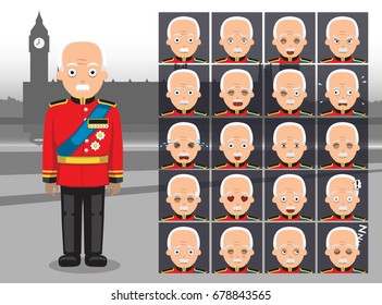 Royal Person Duke Uniform Cartoon Emotion faces Vector Illustration