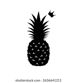 Royal pineapple tropical fruit king crown silhouette.