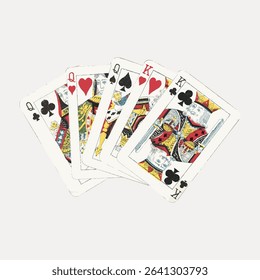 Royal poker cards, vintage vector element.