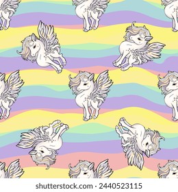 Royal ponies seamless illustration. Children's cute pony pattern. Print for wrapping paper. textiles, preparation for designers