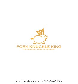 Royal pork emblem. Pig in crown. Logo for farming and meat production. Excellent quality and taste of food. Delicacy for emperor. Royal bacon.