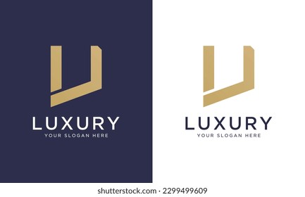 Royal premium letter u logo design vector template in gold color. Beautiful logotype design for luxury company branding.