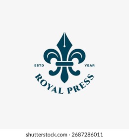 Modelo de design de logotipo da Royal Press. Ilustração vetorial.