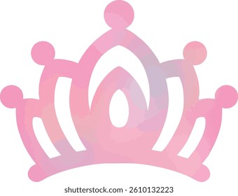 Royal princess crown in pink color icon