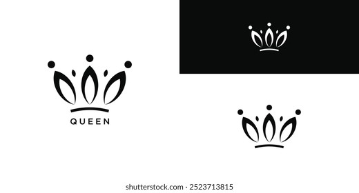 Royal Princess queen crown logo design. Premium Vector