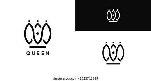 Royal Princess queen crown logo design. Premium Vector