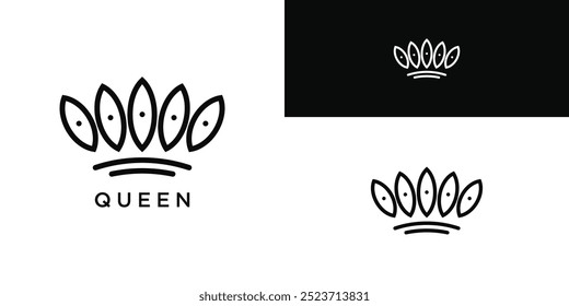 Royal Princess queen crown logo design. Premium Vector