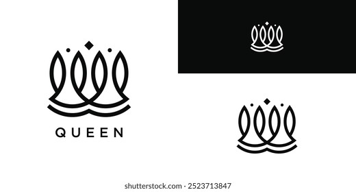 Royal Princess queen crown logo design. Premium Vector