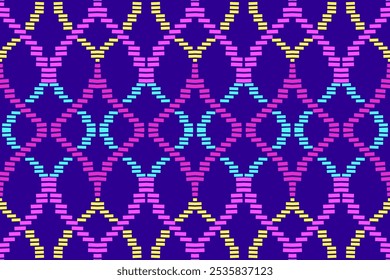 Royal Purple and Blue Chain Link Pattern: Unique Seamless Design for Fabrics and Stylish Home Decor