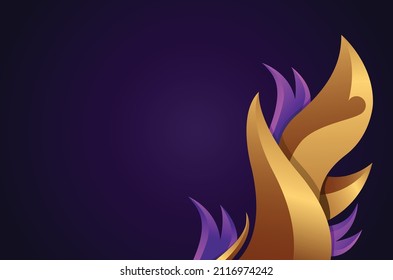 royal purple and golden flames on a gradient backdrop. can be used for gaming live screen banners or in other fantasy related streaming graphics. golden fire looks abstract and beautiful.