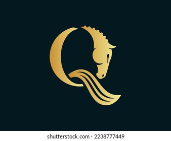 Royal Q Horse head logo icon illustration   vector designs